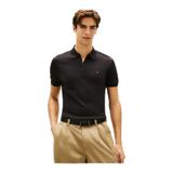 Erkek Normal Kesim Kısa Kollu Pamuklu Yarım Fermuarlı Siyah Polo Yaka T-Shirt MW0MW42758-BDS