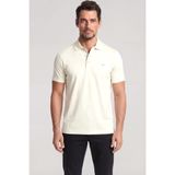 Erkek Normal Kesim Metalik Logo Detaylı Pamuklu Kısa Kollu Beyaz Polo Yaka T-Shirt 26411232SM-108
