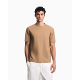 Erkek Normal Kesim Pamuklu Jakarlı Jarse Kumaş Kısa Kollu Bej T-Shirt EM007038 AF10762-F6245