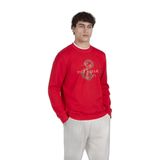 Erkek Normal Kesim Pamuklu Yılan Yılı Baskılı Yuvarlak Yaka Uzun Kollu Kırmızı Sweatshirt 25411883-577