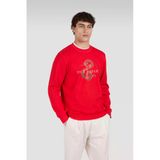Erkek Normal Kesim Pamuklu Yılan Yılı Baskılı Yuvarlak Yaka Uzun Kollu Kırmızı Sweatshirt 25411883-577