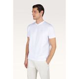 Erkek Normal Kesim V Yaka%100 Pamuklu Metalik Logo Detaylı Kısa Kollu Beyaz-Altın T-Shirt 26411019-10E