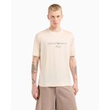Erkek Normal Kesim Yuvarlak Yaka Pamuklu Milano Baskılı Kısa Kollu Ekru T-Shirt EM001033 AF10017-M1052