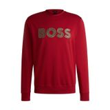 Erkek Normal Kesim Yuvarlak Yaka%100 Pamuklu Büyük BOSS Kabartmalı Uzun Kollu Kırmızı Sweatshirt 50533817-629