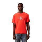 Erkek Normal Kesim Yuvarlak Yakalı CK Logo Baskılı Pamuklu Kısa Kollu Turuncu T-Shirt LV04RB862G-6WD