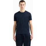 Erkek Omuzları Şerit Çizgili Ea7 Logolu Regular Fit Yuvarlak Yaka Kısa Kollu Mavi T-Shirt 7M000138 AF10375-UB102 - 2XL