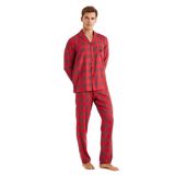 Erkek Önden Düğmeli Uzun Kol Kırmızı Pijama Takım C2T9N5O04 KIRMIZI M
