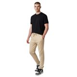 Erkek Önü Kemerli Beli Lastikli Diyogenal Kumaş Jogger Kesim Duble Paça Pantolon Bej M