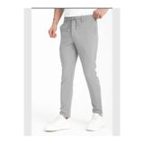 Erkek Önü Kemerli Beli Lastikli Diyogenal Kumaş Jogger Kesim Duble Paça Pantolon Gri 2XL