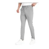 Erkek Önü Kemerli Beli Lastikli Diyogenal Kumaş Jogger Kesim Duble Paça Pantolon Gri S