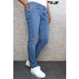 Erkek Orta Mavi Regular Fit Boru Paça Esnek Likralı Jeans Kot Pantolon HLTHE001975