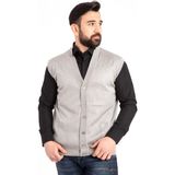 Erkek Orta Yaş ve Üzeri Ince Yün Triko Örgü Baba Yelek 5110 - Açık Gri