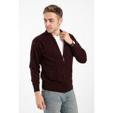 Erkek Orta Yaş ve Üzeri Triko Örgü Akrilik Fermuarlı Kışlık Baba Hırka 2073-Bordo - 2XL