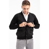 Erkek Orta Yaş ve Üzeri Triko Örgü Akrilik Kışlık Baba Hırka 2062-Siyah-Düğmeli - 2XL