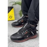 Erkek Ortopedik Taban Sneaker Günlük Spor Ayakkabı 038 038-2 - Siyah - Turuncu