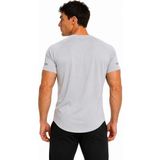 Erkek Oval Etek Hızlı Kuruma Özellikli Atletik Teknik Spor T-Shirt - 2XL - Gri