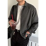 Erkek Oversize %100 Pamuk Ekose Gömlek - XL - Haki