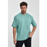 Erkek Oversize %100 Pamuk Nefes Alan Basic T-shirt Yeşil Edw038