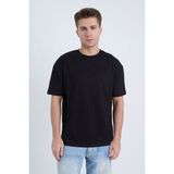 Erkek Oversize Basic Tişört Siyah - L
