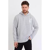 Erkek Oversize Baskılı Sweatshirt Gri Melanj
