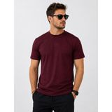 Erkek Oversize Bisiklet Yaka Baskılı T-Shirt - M - Bordo