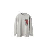 Erkek Oversize Desen Yamalı Sweatshirt Gri