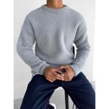 Erkek Oversize Dokulu Kazak Gri - 2XL