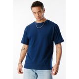Erkek Oversize Fit %100 Organik Pamuk Bisiklet Yaka Tişört Oversıze-Erkek-T-Shırt - Bulunmuyor - İndigo