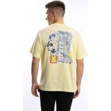 Erkek Oversize Fit Future Baskılı Basic Tişört Sarı