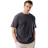 Erkek Oversize Fit%100 Organik Pamuk Bisiklet Yaka Tişört OVERSIZE-ERKEK-T-SHIRT Füme S