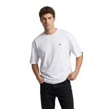 Erkek Oversize fit%100 Pamuk Yüksek Baskılı Tok Kumaş Bisiklet Yaka Basic Tişört (Beyaz, 2XL)
