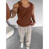 Erkek Oversize Fitilli Esnek Spor Atlet/T-Shirt Kahverengi