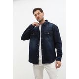 Erkek Oversize Jean Ceket - Slim Fit - Lacivert