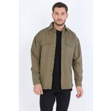 Erkek Oversize Jean Gömlek Haki