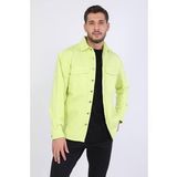Erkek Oversize Jean Gömlek Neon Yeşil