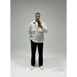 Erkek Oversize Kaşe Ceket--Siyah**gri Torba Cep ve Yan Cep Detaylı Spor Ceket - M