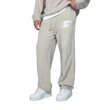 Erkek Oversize Logo Detaylı Tüylü Jogger Pantolon Bej