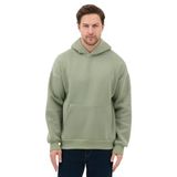 Erkek Oversize Pamuklu Kanguru Cepli 3 İplik Basic Kapüşonlu Sweatshirt (Buz Yeşil, M)