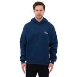 Erkek Oversize Pamuklu Kanguru Cepli Basic 3 İplik Nakışlı Kapüşonlu Sweatshirt (lacivert, L)