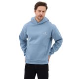 Erkek Oversize Pamuklu Kanguru Cepli Basic 3 İplik Nakışlı Kapüşonlu Sweatshirt (mavi, L)
