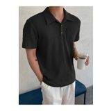 Erkek Oversize Polo Yaka Waffle T-Shirt POLOYAKA-DÜĞMELİ