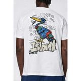 Erkek Oversize Sırt Baskılı Beyaz Tişört %100 Pamuk Graffiti Streetwear