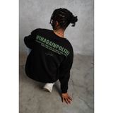 Erkek Oversize Sweatshirt Ön ve Sırt Baskılı 3 Iplik Pamuklu - Siyah - 2XL