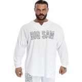 Erkek Oversize Sweatshirt Yaka Detaylı Uzun Kollu Big Sam 4743 - Beyaz