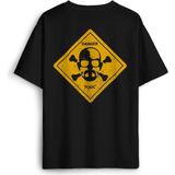 Erkek Oversize Tişört Breaking Bad Dizi Movie Tehlike Ön Sırt Baskılı Pamuk Siyah T-Shirt - 2XL
