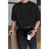 Erkek Oversize Tişört Pamuk Kumaş Bisiklet Yaka Rahat Kalıp T-shirt (Siyah, M)