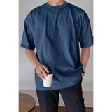 Erkek Oversize Tişört Pamuk Kumaş Bisiklet Yaka Rahat Kalıp T-shirt