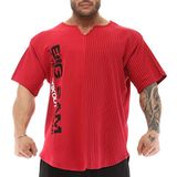 Erkek Oversize Tişört, Pamuklu Kumaş, Aktif Giyim Kısa Kollu Üst, Bordo, M