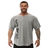 Erkek Oversize Tişört, Pamuklu Kumaş, Aktif Giyim Kısa Kollu Üst, Gri, S