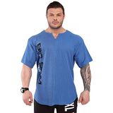 Erkek Oversize Tişört, Pamuklu Kumaş, Aktif Giyim Kısa Kollu Üst, Mavi, S
